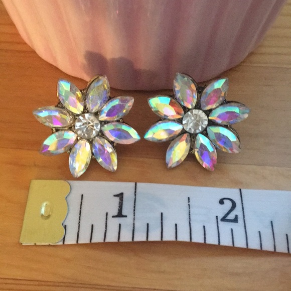 Gorgeous Aurora Borealis Floral Statement Earrings - Picture 5 of 13